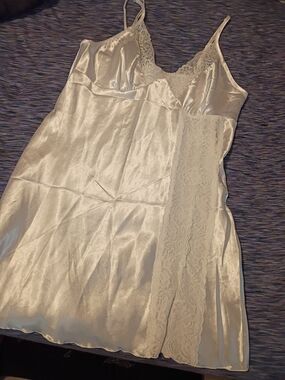Silky Lace-Trim Ivory Slip Dress - Women Intimates